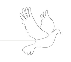 Dove vector in continuous tyle. Doves are symbols of peace. A call against war.