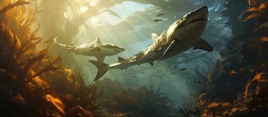 Sharks guarding Californian kelp forests.