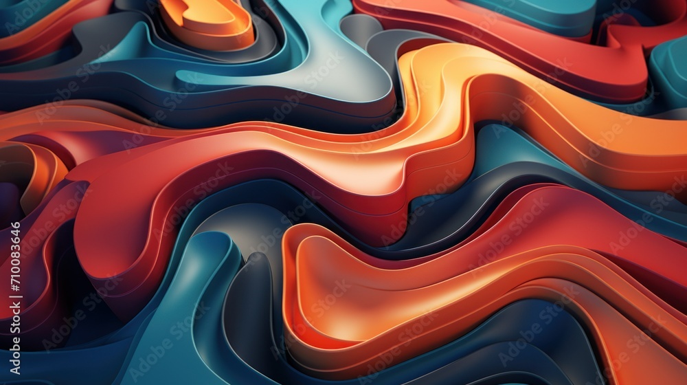 Poster abstract 3d colorful layered shapes. dynamic 3d abstract background with multilayered shapes in vibr