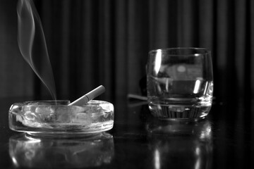 ashtray and cigarettes on a table, no smoking day, tobacco free day