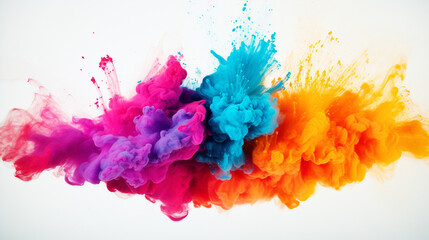 splash of multi-colored powder on a white background. Generative AI