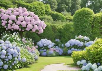 Beautiful home garden in full bloom
 - obrazy, fototapety, plakaty