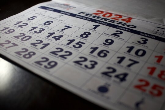 calendar showing the month of February 2024, dark photography mystery concept, melancholic
