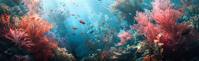 Poster Im Rahmen Beautiful coral reef in the sea © eyetronic