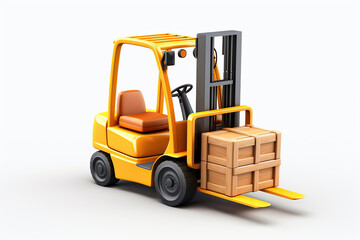 Illustration of forklift truck on white background