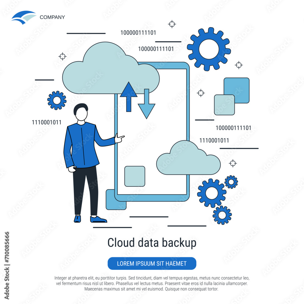 Canvas Prints cloud data backup, information storage flat design style vector concept illustration
