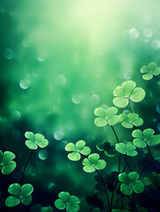 Abstract dark green lucky shamrock leaves background, Saint Patrick Day concept