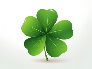 Fototapeta premium Illustration of a green lucky shamrock leaf isolated on white background 