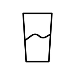 Vector black line icon glass of water isolated on white background