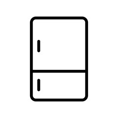 Vector black line icon fridge isolated on white background