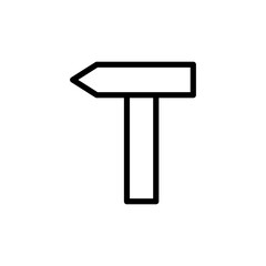 Vector black line icon construction hammer isolated on white background