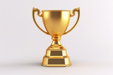 Illustration of winner's golden trophy on white background