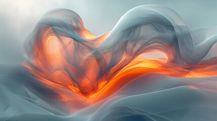 Fiery Glowing Heart Abstract - Symbol of Love and Passion