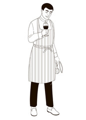 male sommelier with glass of wine	
