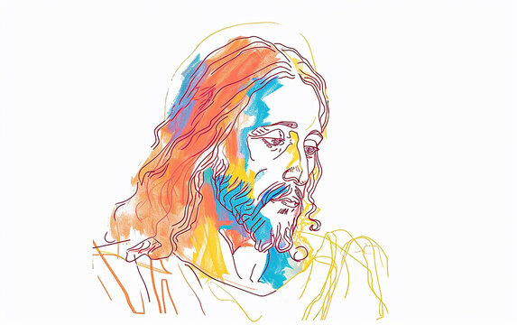 Desenho de Jesus Cristo , em desenho de uma linha, apenas contorno da figura