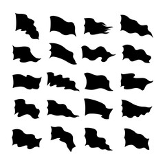 Vector flag silhouette set. black flag icons