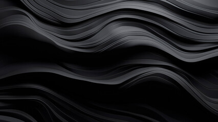 Black abstract wavy background. 3d rendering, 3d illustration.