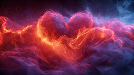 Fiery Neon Heart Abstract: A Glowing Symbol of Love and Passion