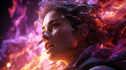 young woman in a fairy forest