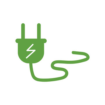 Green electrical plug on white background