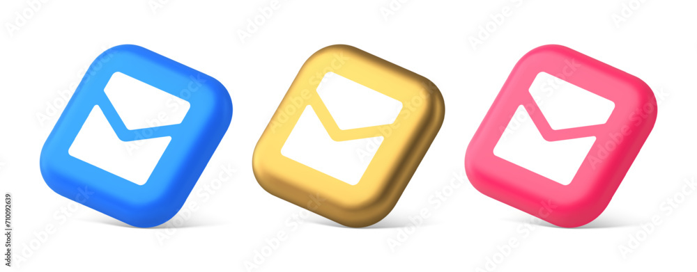Poster email letter incoming message closed envelope mobile application button 3d realistic isometric icon