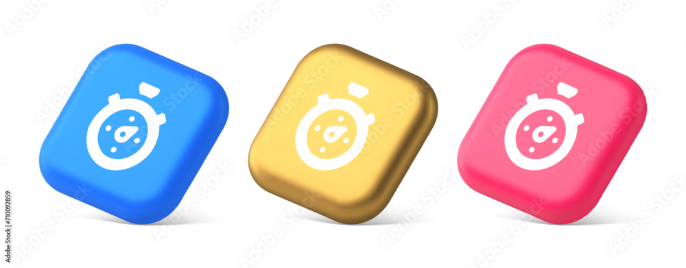 Poster stopwatch button timer speed time counting application panel interface 3d realistic isometric icon