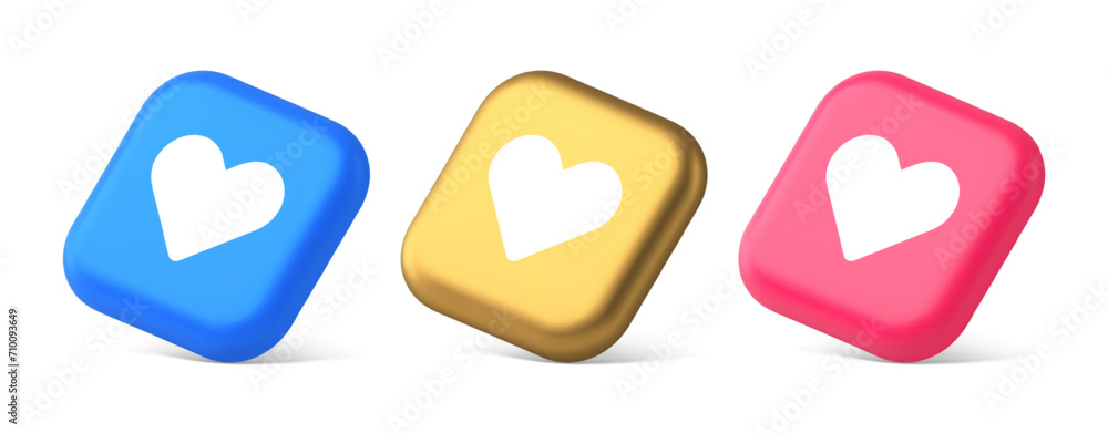 Poster dating application mobile interface button with heart social network communication 3d isometric icon