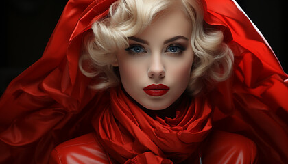 Beautiful blond woman exudes elegance and glamour generated by AI