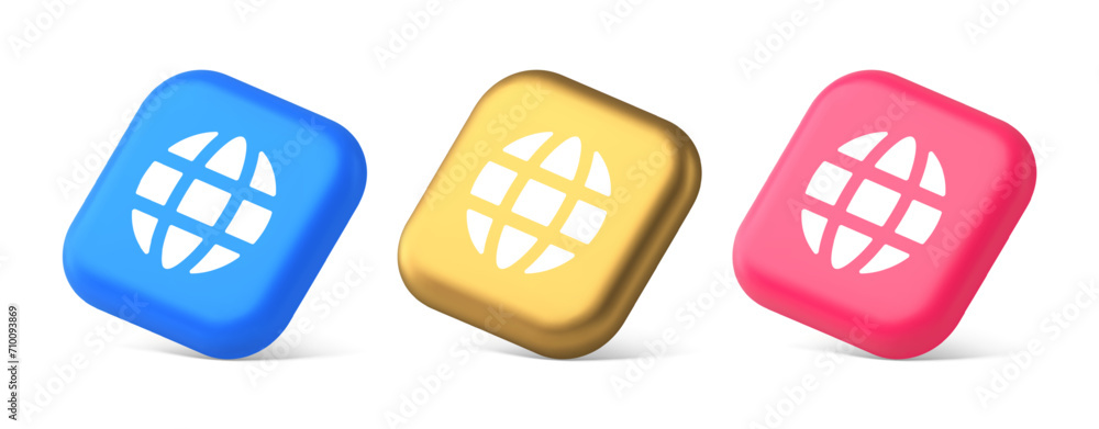 Poster internet connection global web communication button planet globalization technology 3d isometric ico