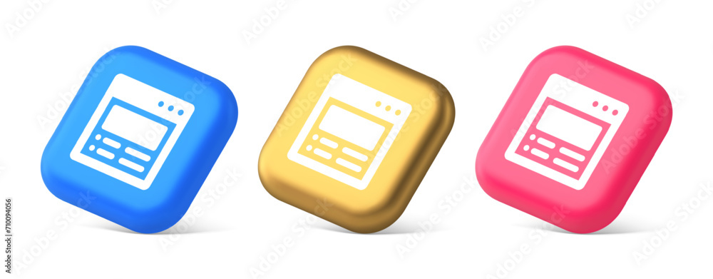 Poster Internet document tax form banking account web page button virtual browsing interface 3d isometric icon