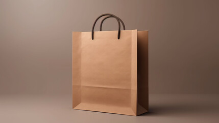 Close up of a brown clean empty clean paper takeout bag isolated on white background.Generative AI