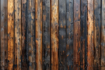 Charred  wooden wainscotting paneling wall, detailed surface material texture