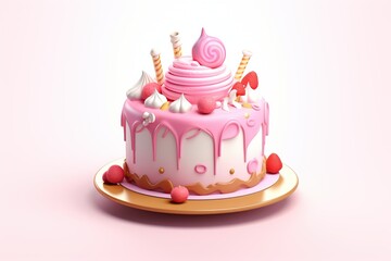 Illustration of birthday cake on white background