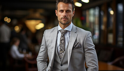 Confident young businessman in a well dressed suit generated by AI