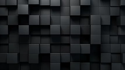 Fotobehang Black cubes. Black abstract geometric background with cubes © alionaprof