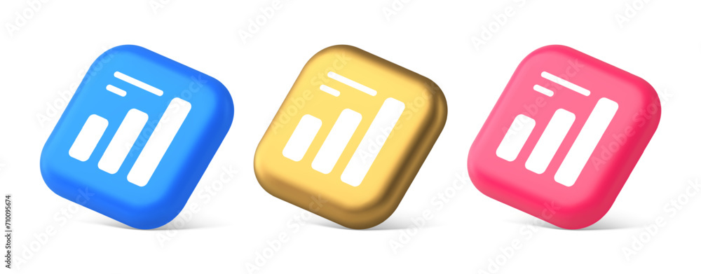 Poster bar graph business analyzing button diagram profit progress stock market stats 3d isometric icon