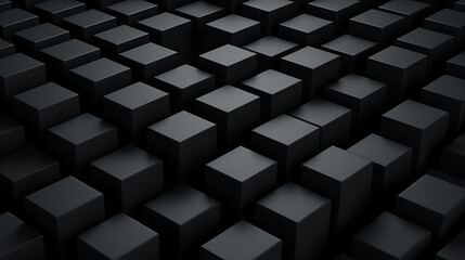 Black cubes. Black abstract geometric background with cubes