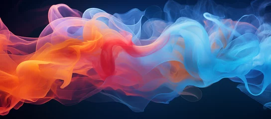 Tuinposter Flamboyant and colorful smoke on a dark background. © Positive Click