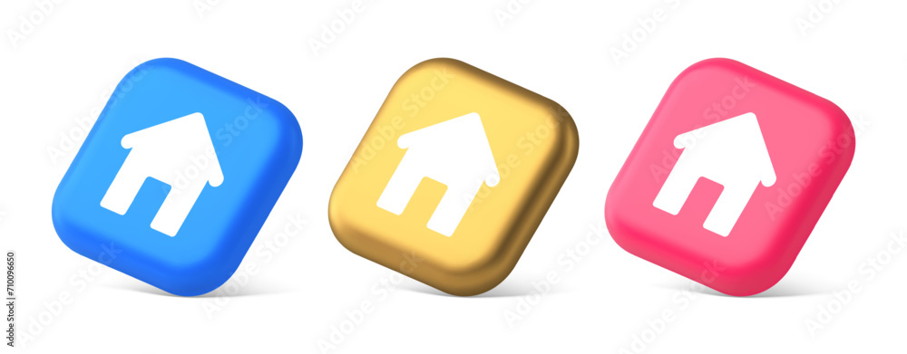 Aufkleber home page button house web symbol cyberspace application interface 3d realistic isometric icon