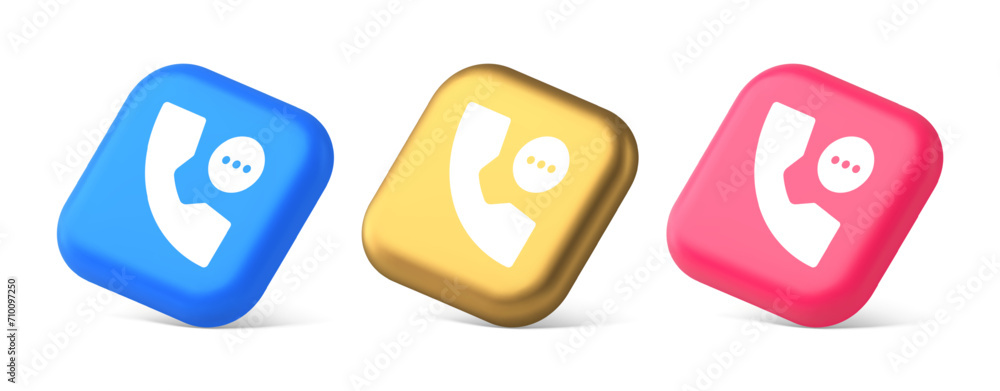 Poster phone consulting live chat emergency help assistance button web app design 3d realistic isometric ic