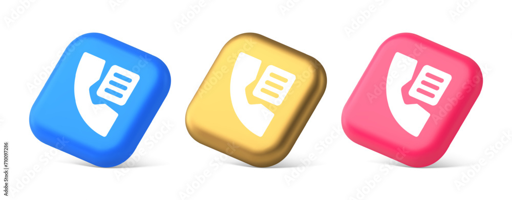 Poster phone book contact numbers list button search voice communication 3d realistic isometric icon