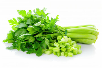 Fresh green celery isolated on white.