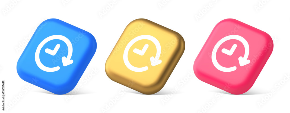 Poster clock in circle arrow button time countdown deadline chronometer 3d realistic isometric icon