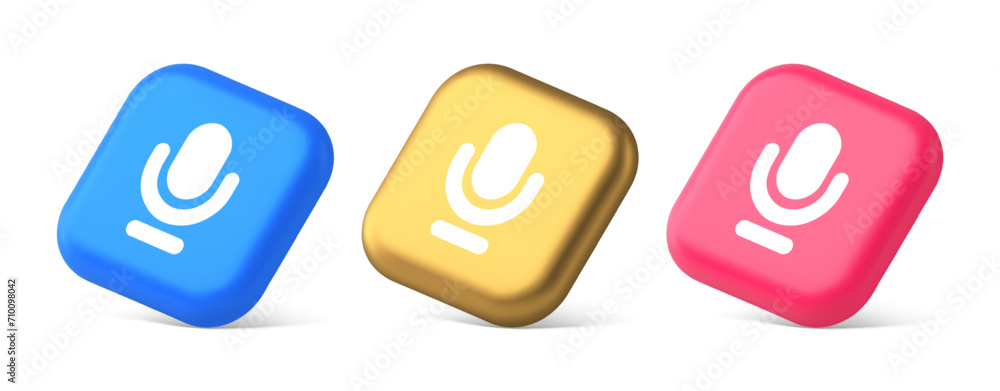 Aufkleber microphone sound live recording button web app design radio music broadcasting 3d isometric icon