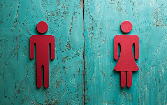 Sinal de banheiro masculino e feminino na parede