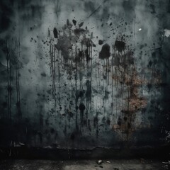 Dark grunge scary wall background with stains in cinematic horror look