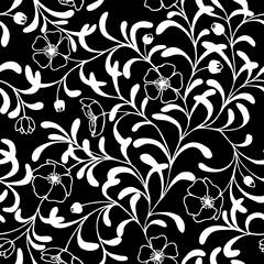 Seamless botanical pattern. Vector stock illustration eps10. Hand drawing. 