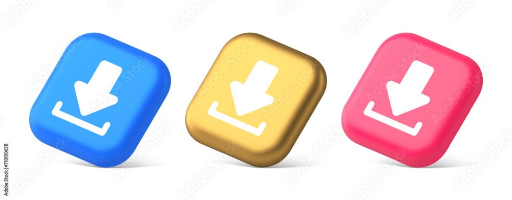 Poster download down arrow cyberspace information storage button internet file browsing 3d isometric icon