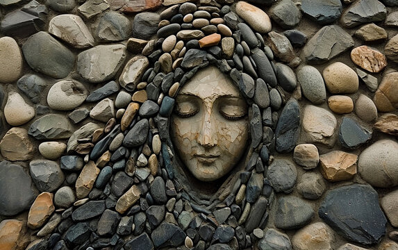 virgem maria feita de pedras 