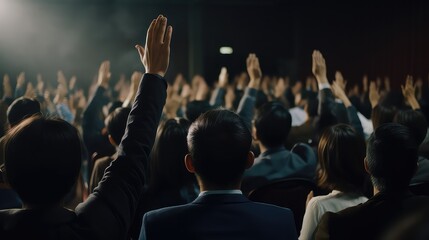 Business man and entrepreneurs raising their hands